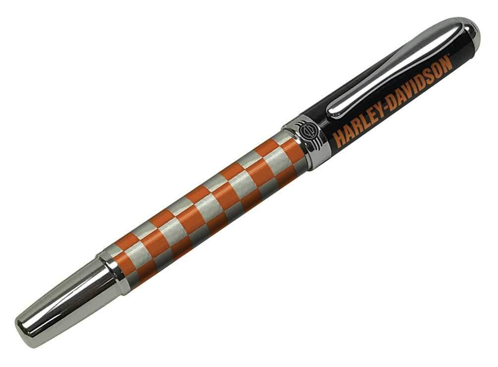 Harley-Davidson Checkered Black Ink Pen w/Black Gift Box - Orange HDL-20113