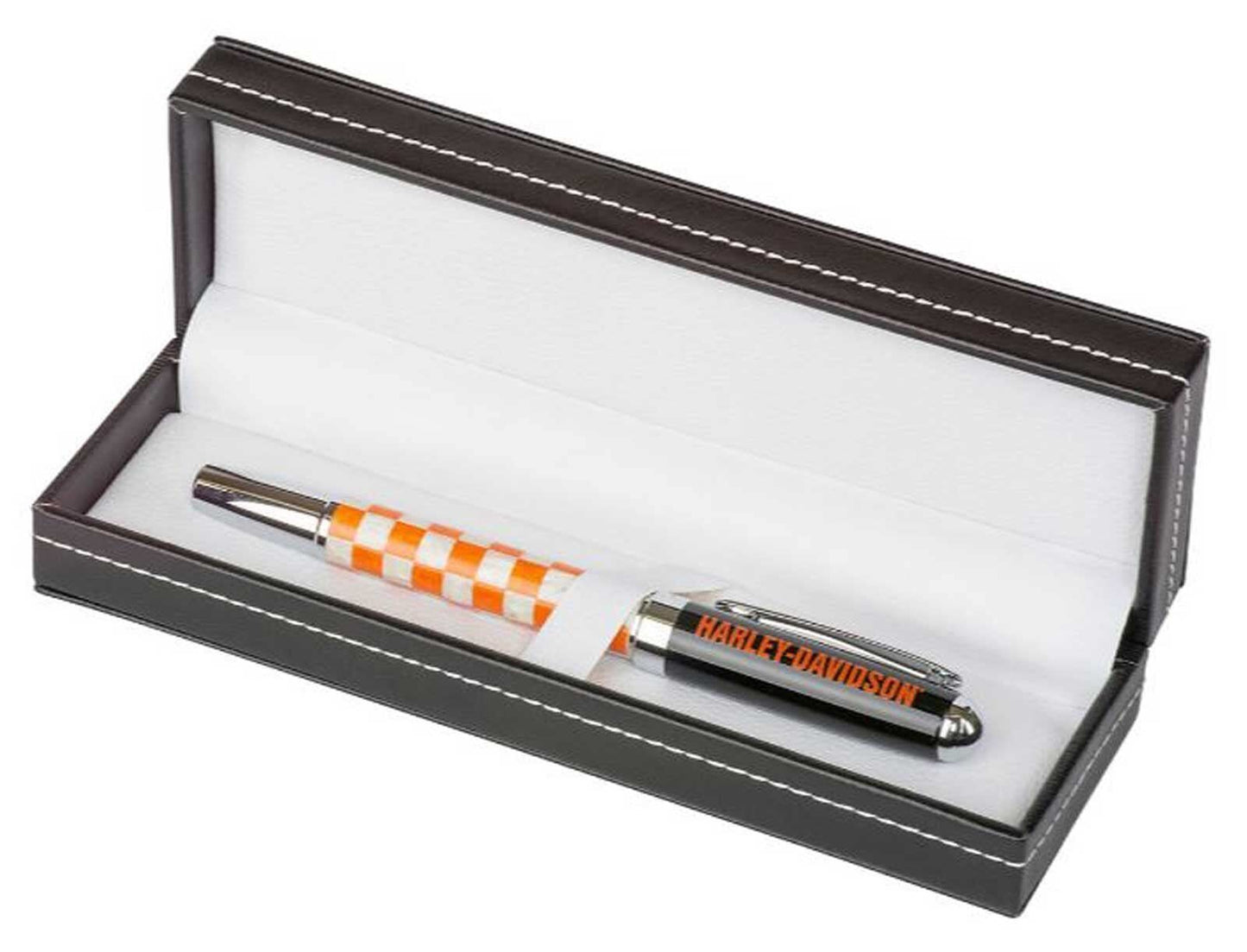 Harley-Davidson Checkered Black Ink Pen w/Black Gift Box - Orange HDL-20113