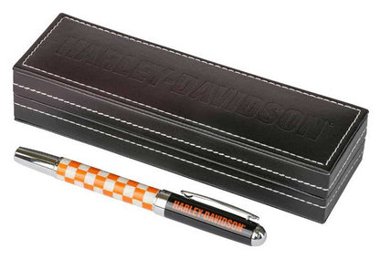 Harley-Davidson Checkered Black Ink Pen w/Black Gift Box - Orange HDL-20113