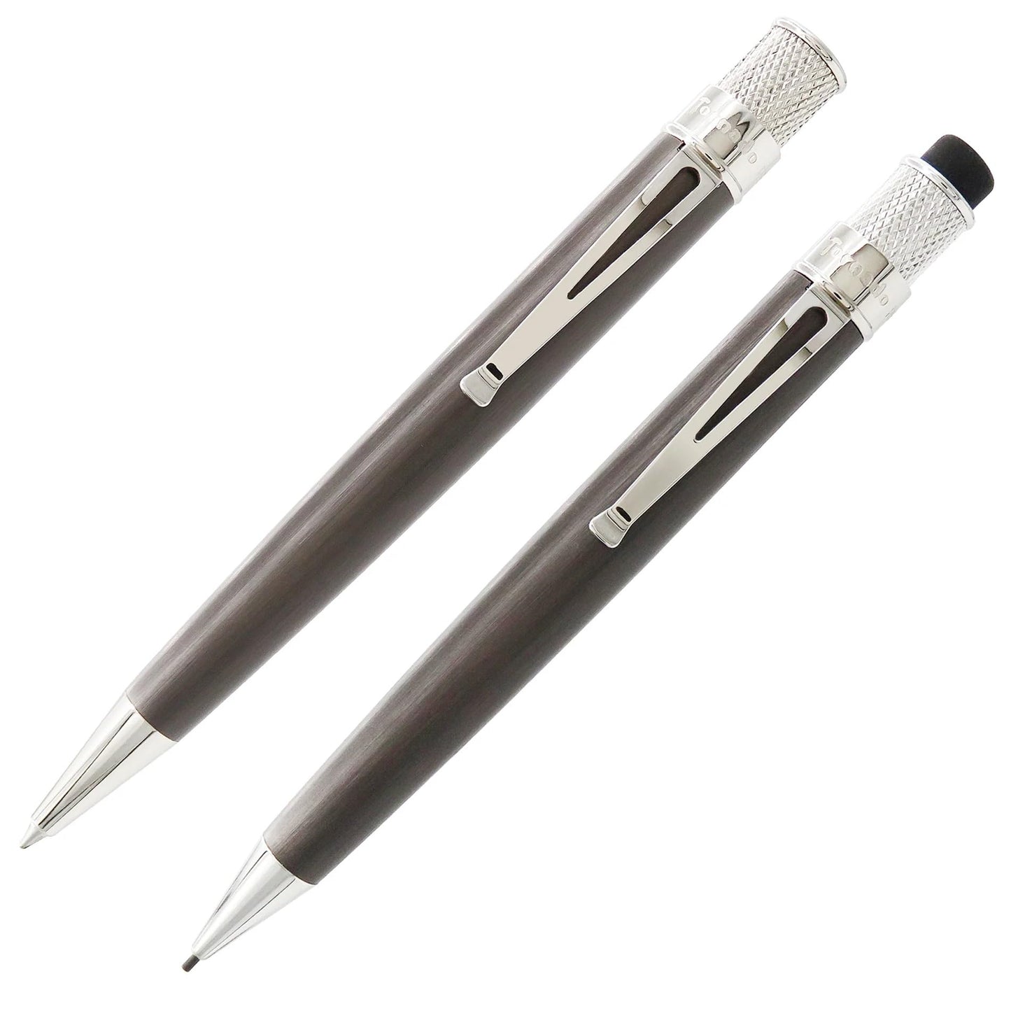 Retro 51  Pen and Pencil Set Black Nickel Platinum