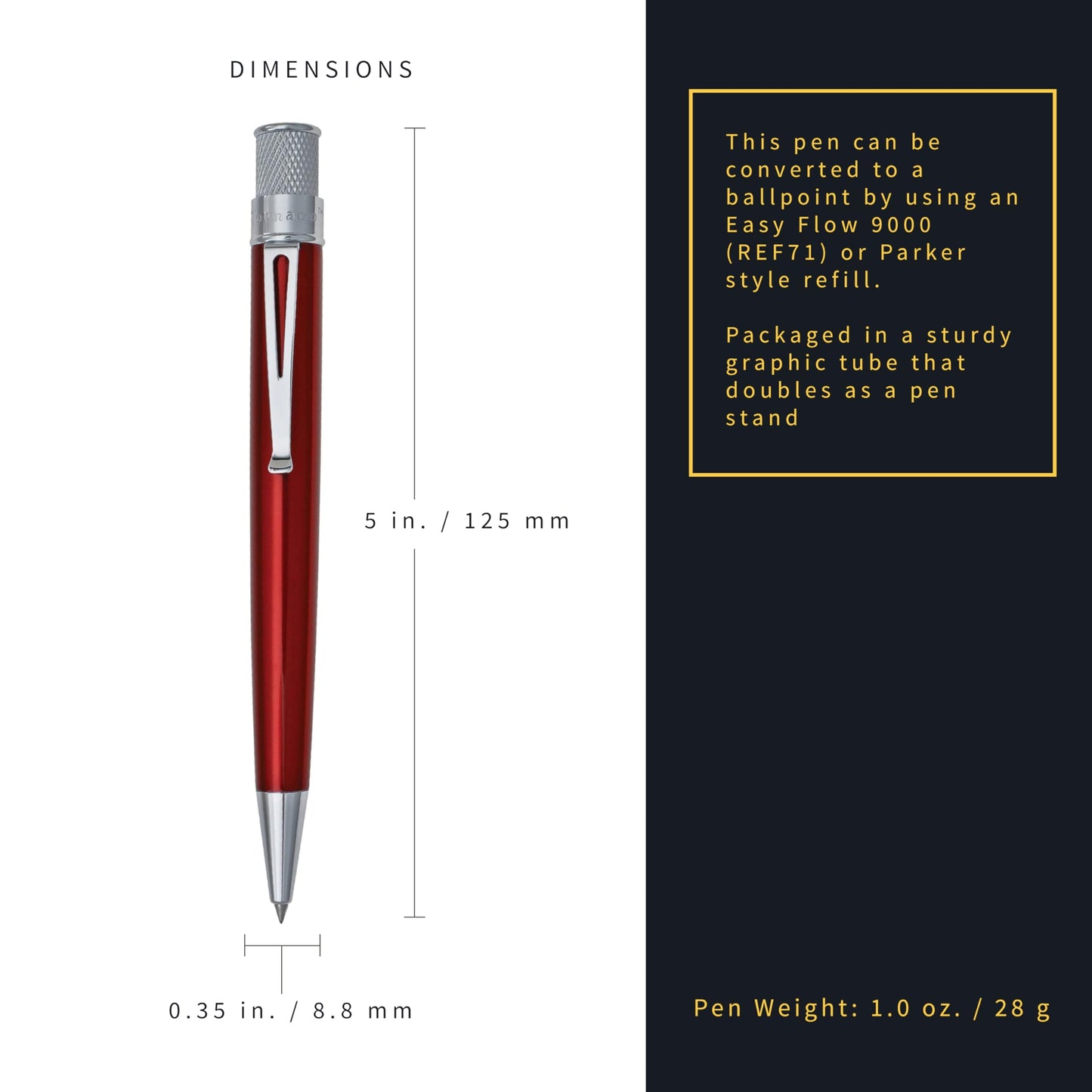 Retro 1951 Tornado™ Classic Lacquer Rollerball Pen - Red