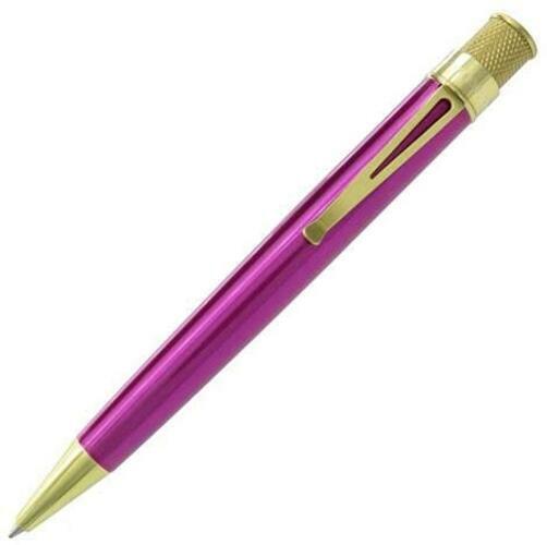 Retro 1951, Classic Tornado Rollerball Pen with Brass Accents, Pink (VRR-B1313)